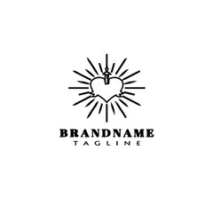 arrow through heart cartoon logo icon design template black isolated illustration