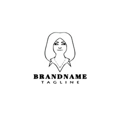 female face avatar logo icon design template black isolated vector illustration
