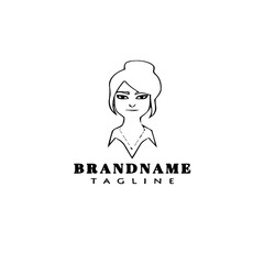female face avatar logo icon design template black vector illustration