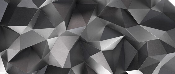 Obraz premium 3D rendering of silver color triangle polygonal