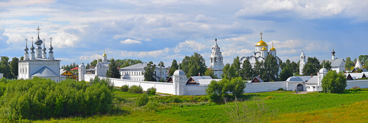 The Pokrovsky convent was founded in 1364 under Prince Dmitry of Suzdal, but the current form of the ensemble was formed only in the XVI century. Russia, Suzdal, August 2021