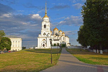 The Assumption white-stone Cathedral was built under the Grand Duke Andrei Bogolyubsky in 1158-1160. Russia, Vladimir, 2021.