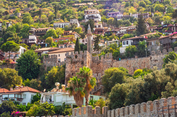 Fototapeta premium Historical architecture of the city walls of Alanya, Turkey