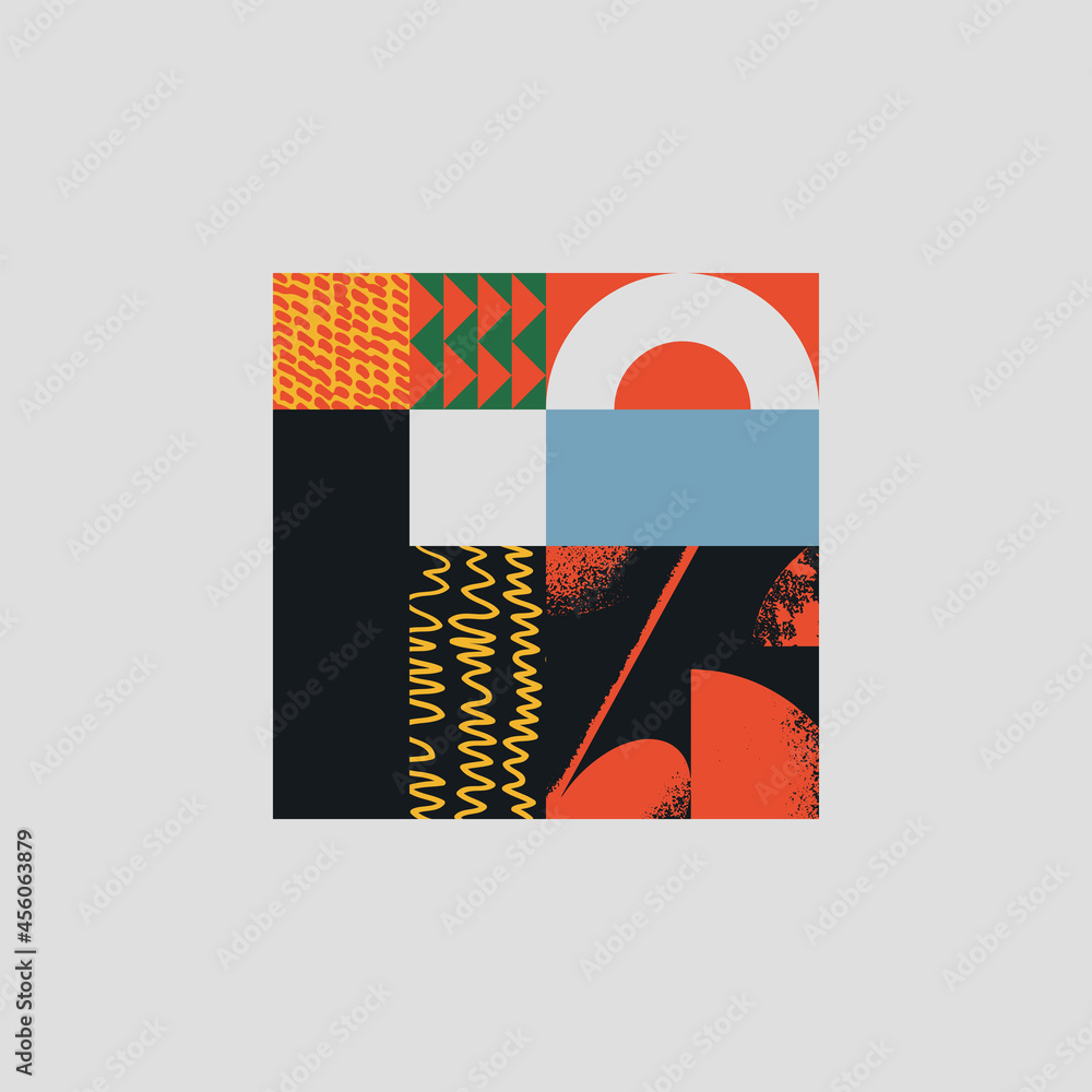 Poster generative design artwork of abstract vector generated shapes composition