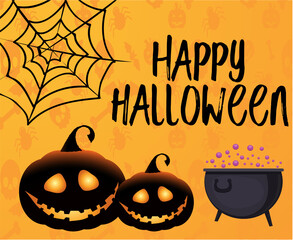 Abstract 31 October Halloween Holiday Design Party Pumpkin Orange Spooky Darkness Spider
