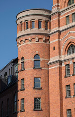 Fototapeta na wymiar Brick facade on a old brewery building in Stockholm