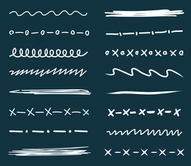 Marker strokes collection. Set of vector hand drawn brushes elements for your design works. Doodle lines, various dividers for web sites