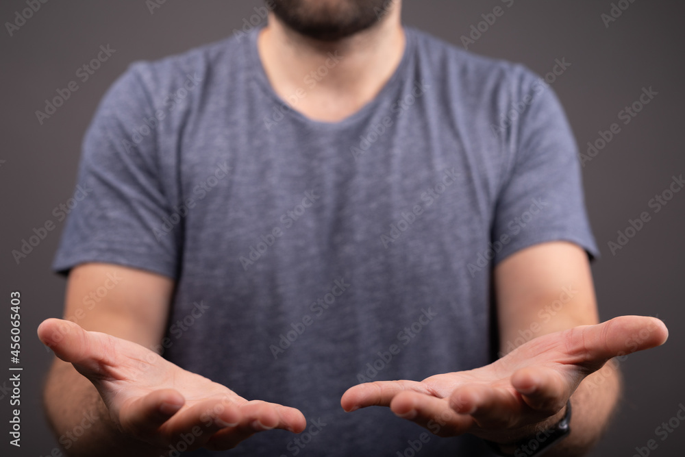 Poster empty open hand in closeup