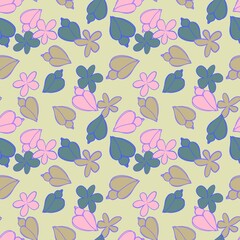 seamless pattern with flowers and birds