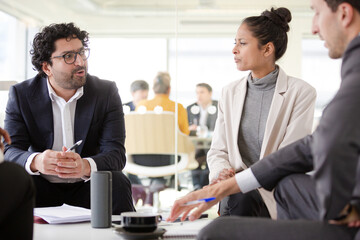 Business people brainstorming in relax zone