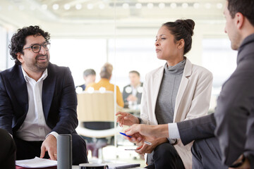 Business people brainstorming in relax zone