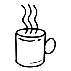 Vector monoline cute cup of coffee with heart.