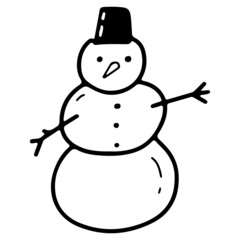 Snowman Wearing Santa Hat Doodle