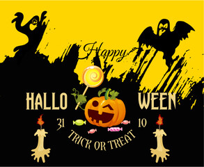 Design Halloween Day 31 October Event Dark illustration Pumpkin Ghost Vector
