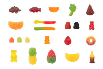 Jelly candy set on isolated white background