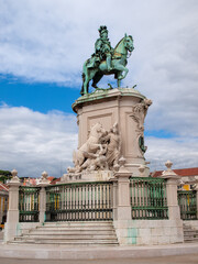 Equestrian statue  in Comercio square, Lisbon