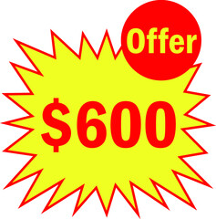 600 dollar - price symbol offer $600, $ ballot vector for offer and sale