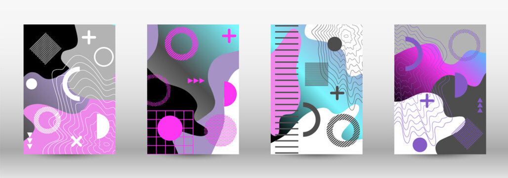 Modern memphis background set covers, great design for any purposes. Colorful trendy illustration. Colorful geometric background design. Creative vector banner illustration.