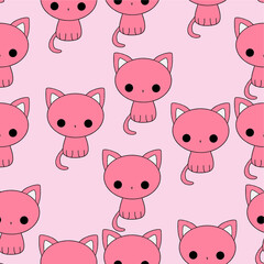 Seamless pattern with colored cats