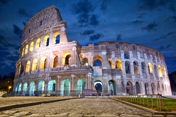 Night view of Colosseum in Rome, Italy