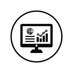 Statistics, analytics icon. Black vector.