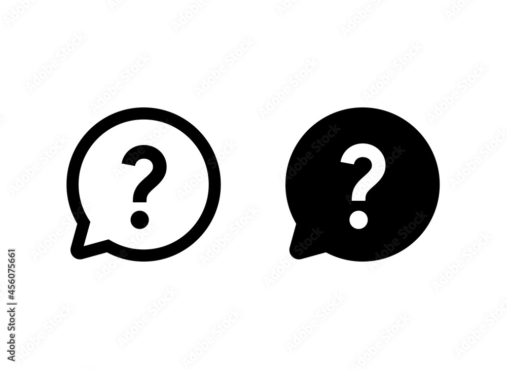 Poster question mark icon or button set. question mark outline signs. buttons. help icons speech bubble. ve