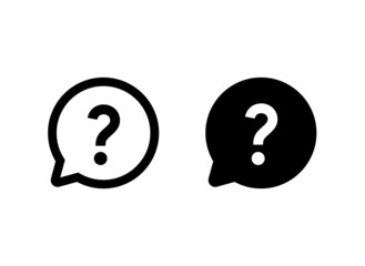 Question mark icon or button set. Question mark outline signs. Buttons. Help icons speech bubble. Vector illustration