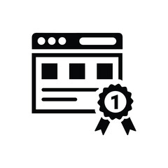 Award, best website optimization icon. Black vector design.