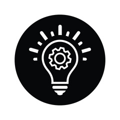 Bulb, gear, optimization icon. Black vector design.