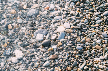 Sea stones on the beach.