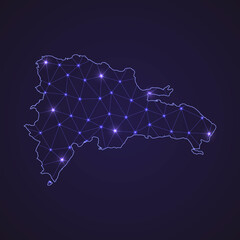 Digital network map of Dominican Republic. Abstract connect line and dot