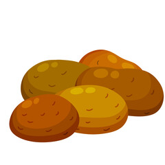 Potato. Brown root vegetable. Heap of Natural farm product. Flat illustration