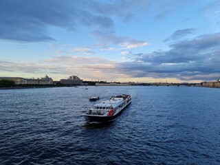 The Tourist boat in St. Petersburg. Boat trip in St. Petersburg