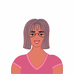 Young woman user avatar. Flat stock vector illustration.