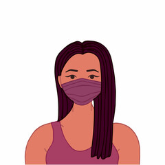Young woman user avatar. Flat stock vector illustration.