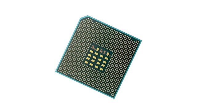 3D model of computer processor (CPU) with visible wire-frame