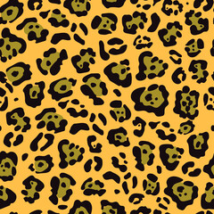 Fototapeta na wymiar Jaguar is in fashion. Seamless pattern with spots of wild animals for modern fabrics, textiles, decorative pillows, bed linen. Vector.