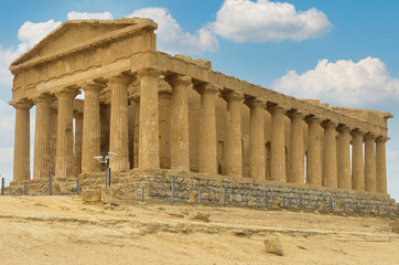 Temple of Concordia in the 'Valley of the Temples' in Agrigento, Italy. This landmark is a UNESCO World Heritage Site.