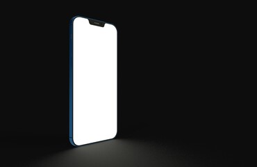 Realistic isometric black frameless smartphone mockup perspective 3d black