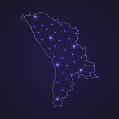 Digital network map of Moldova. Abstract connect line and dot