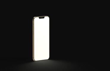 Realistic isometric black frameless smartphone mockup perspective 3d black