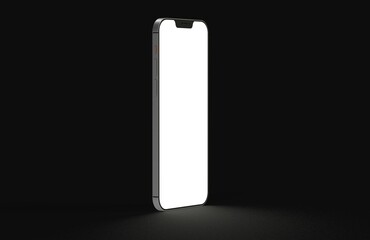 Realistic isometric black frameless smartphone mockup perspective 3d black