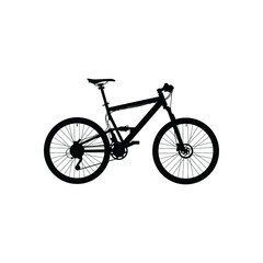 Fototapeta na wymiar Mountainbike logo or icon. Black silhouette isolated on white background. 