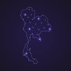 Digital network map of Thailand. Abstract connect line and dot