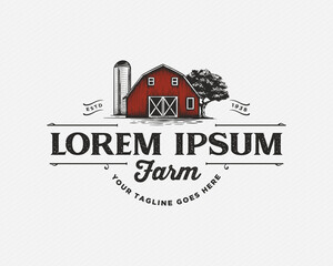 Vintage red barn farm logo design © Zdson