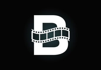 Fototapeta na wymiar Initial B monogram alphabet incorporated with film reel. Video and movie logo concept. Font emblem. Logo for the entertainment business and company identity