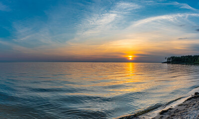 Sunset over the Kyiv sea, autumn