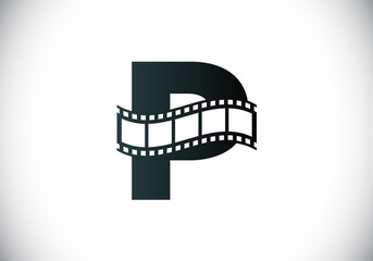 Initial P monogram alphabet incorporated with film reel. Video and movie logo concept. Font emblem. Logo for the entertainment business and company identity