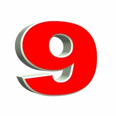 chiffre 9 rouge .