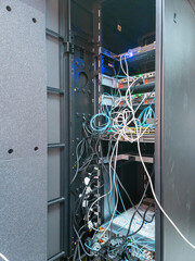 Big server rack with cables